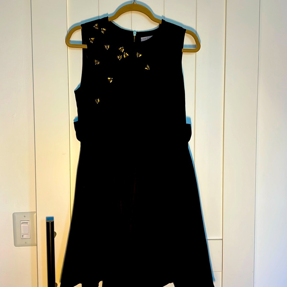 Ted Baker London velvet A line dress black velvet and gold butterflies